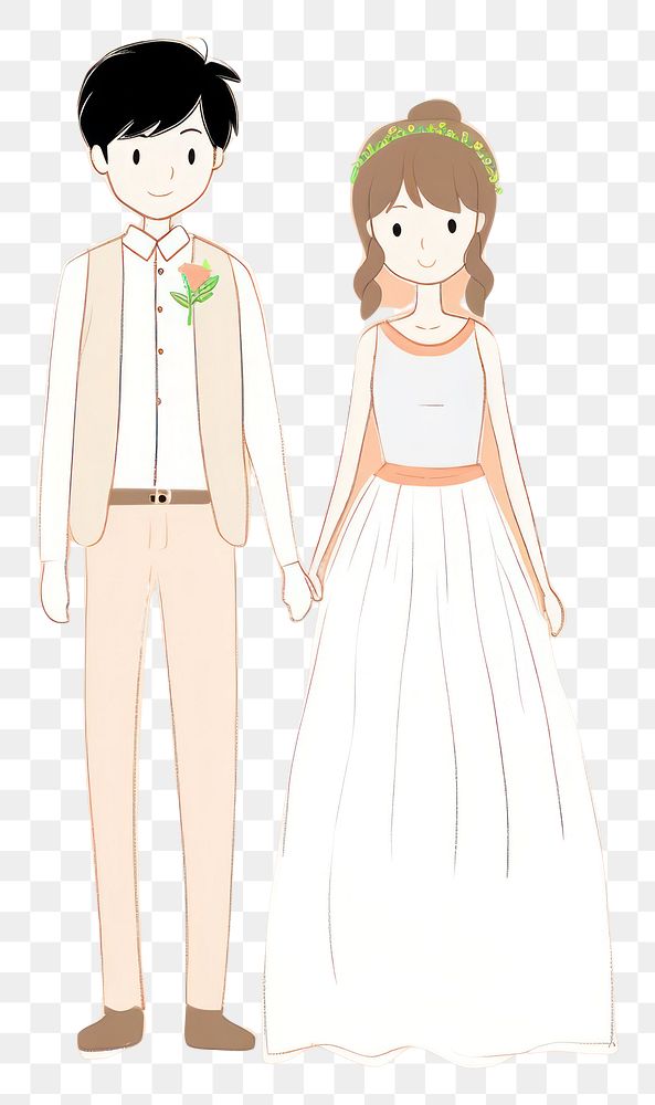 PNG Wedding couple cartoon bride adult. AI generated Image by rawpixel.