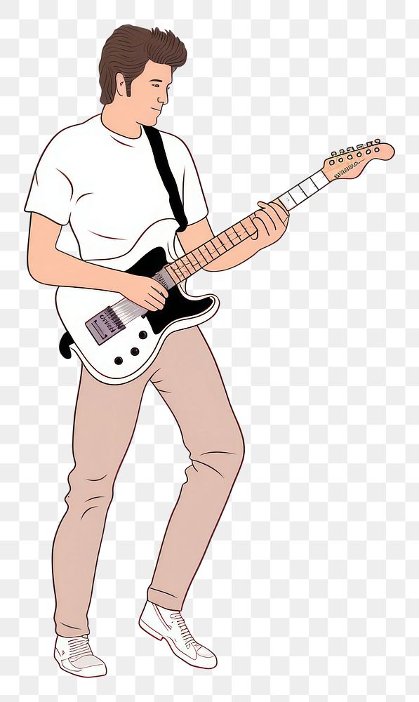 PNG Man playing guitar musician cartoon performance. AI generated Image by rawpixel.