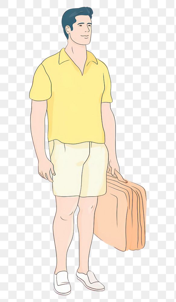 PNG Man in summer vacation luggage cartoon shorts. AI generated Image by rawpixel.