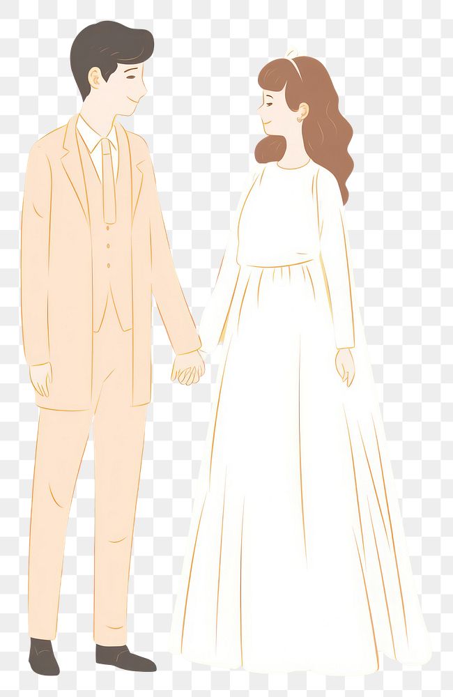 PNG Wedding couple cartoon bride adult. AI generated Image by rawpixel.
