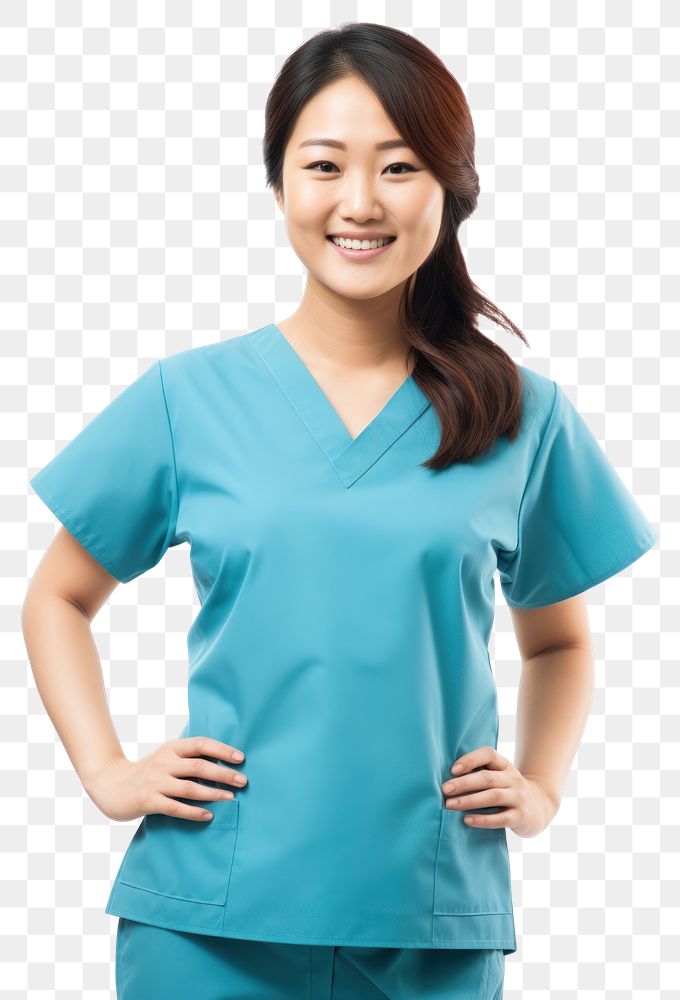 PNG  Chinese american female doctor portrait scrubs adult. AI generated Image by rawpixel.