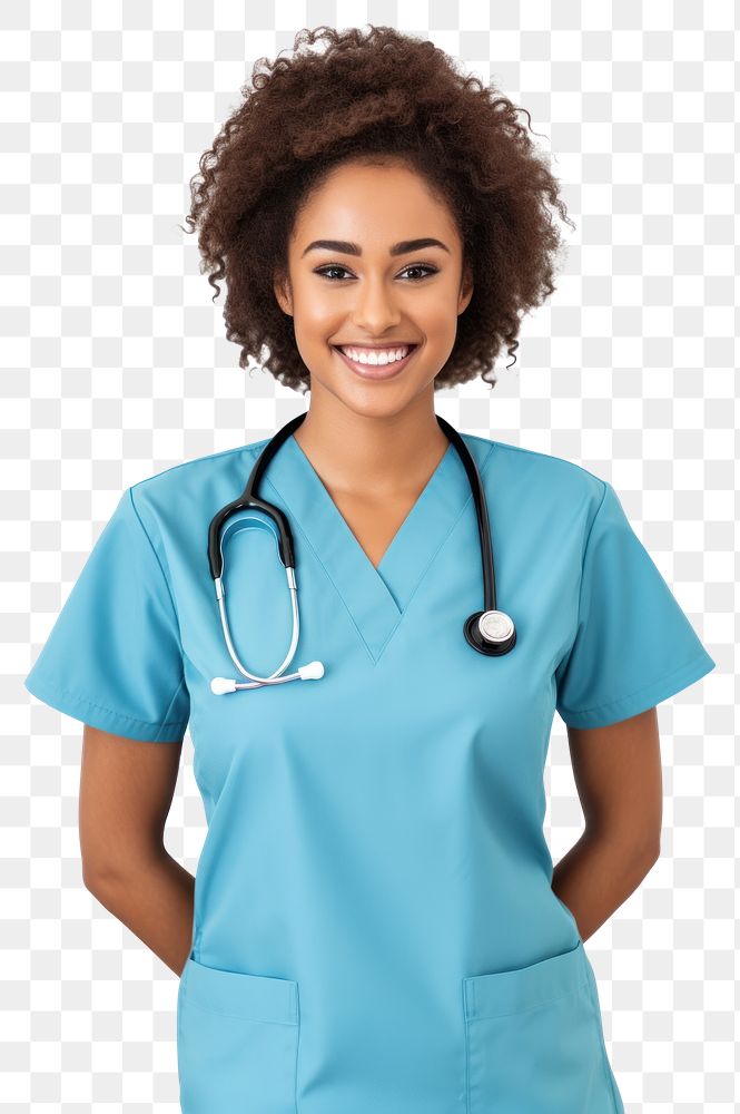 PNG  Female doctor portrait scrubs adult. AI generated Image by rawpixel.