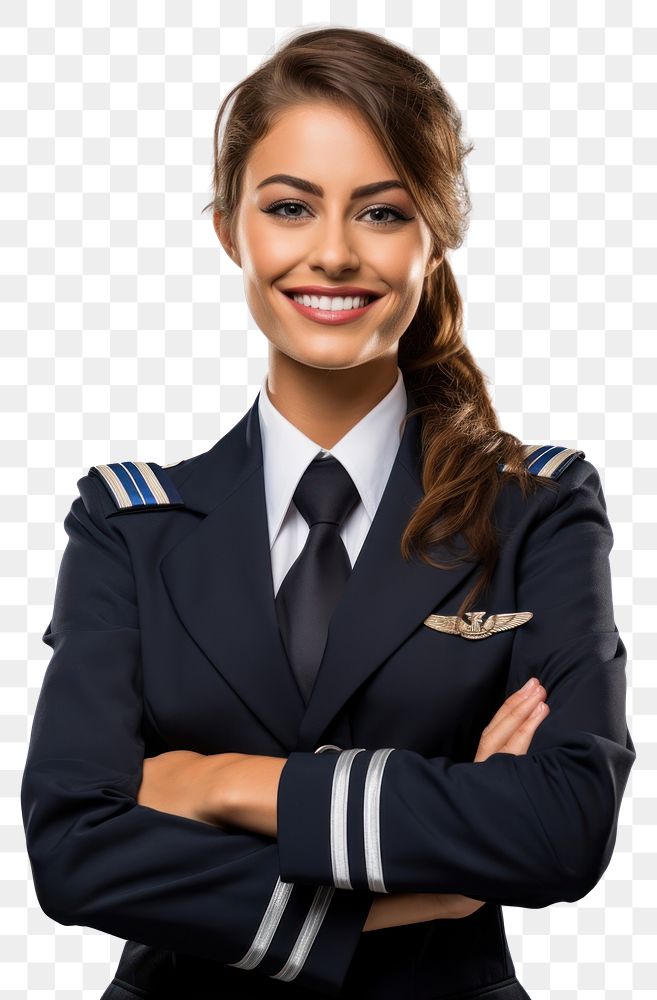 PNG  Female pilot portrait adult white background