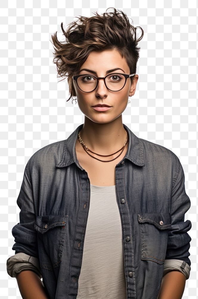 PNG  Hipster woman portrait glasses adult. AI generated Image by rawpixel.