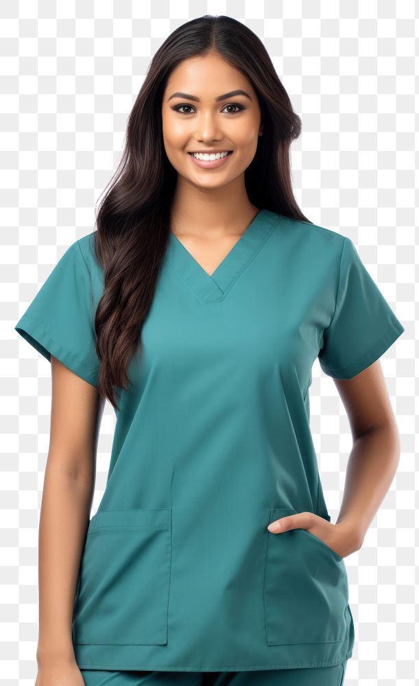 PNG  Indian female doctor portrait scrubs nurse. AI generated Image by rawpixel.
