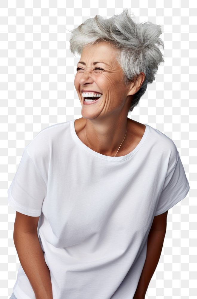 PNG  Laughing woman portrait adult smile. AI generated Image by rawpixel.