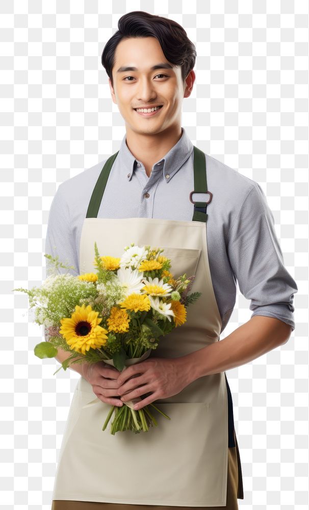 PNG  Male florist flower adult apron. AI generated Image by rawpixel.