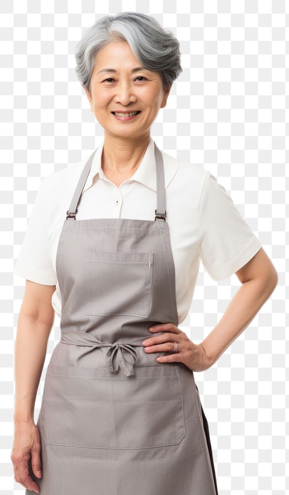 PNG  Asian woman in an apron adult retirement happiness. AI generated Image by rawpixel.