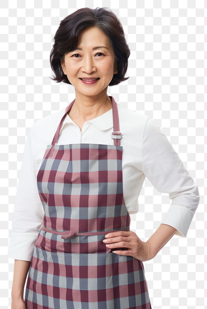 PNG  Asian woman in an apron adult hairstyle happiness. AI generated Image by rawpixel.