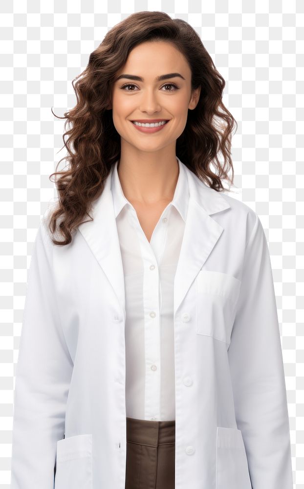 PNG  Mexican female scientist portrait coat white background. AI generated Image by rawpixel.