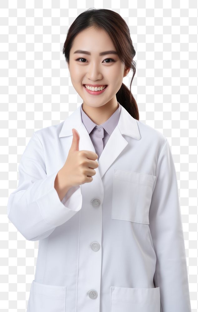 PNG  South east asian female scientist portrait finger coat. AI generated Image by rawpixel.
