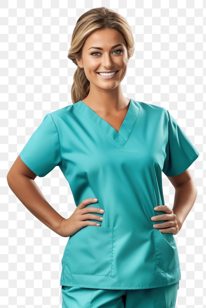 PNG  Swedish female doctor portrait scrubs white background. AI generated Image by rawpixel.
