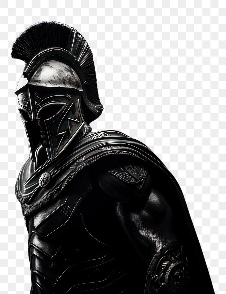PNG Face of spartan statue monochrome black representation