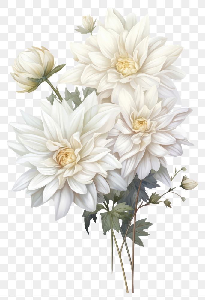PNG  White wedding flower bouquet dahlia plant white background. AI generated Image by rawpixel.