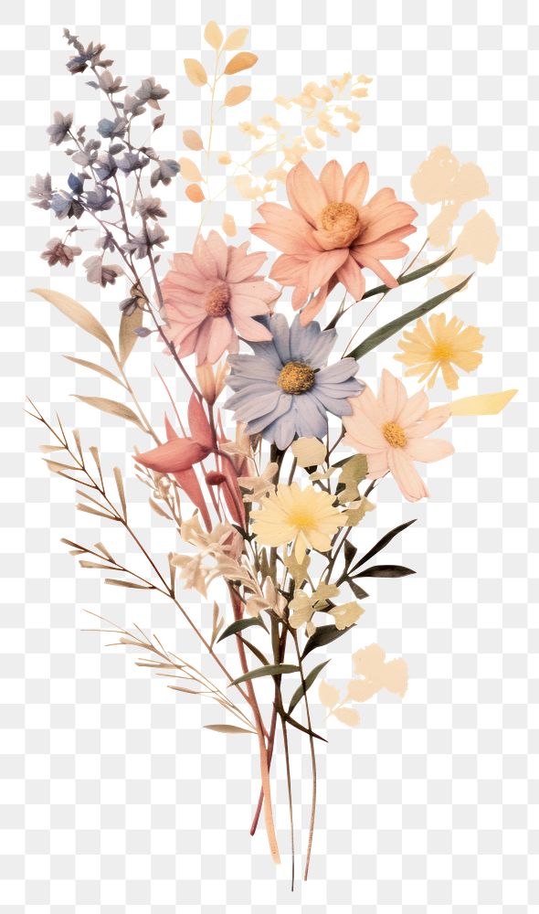 PNG  Dried flower bouquet painting pattern plant