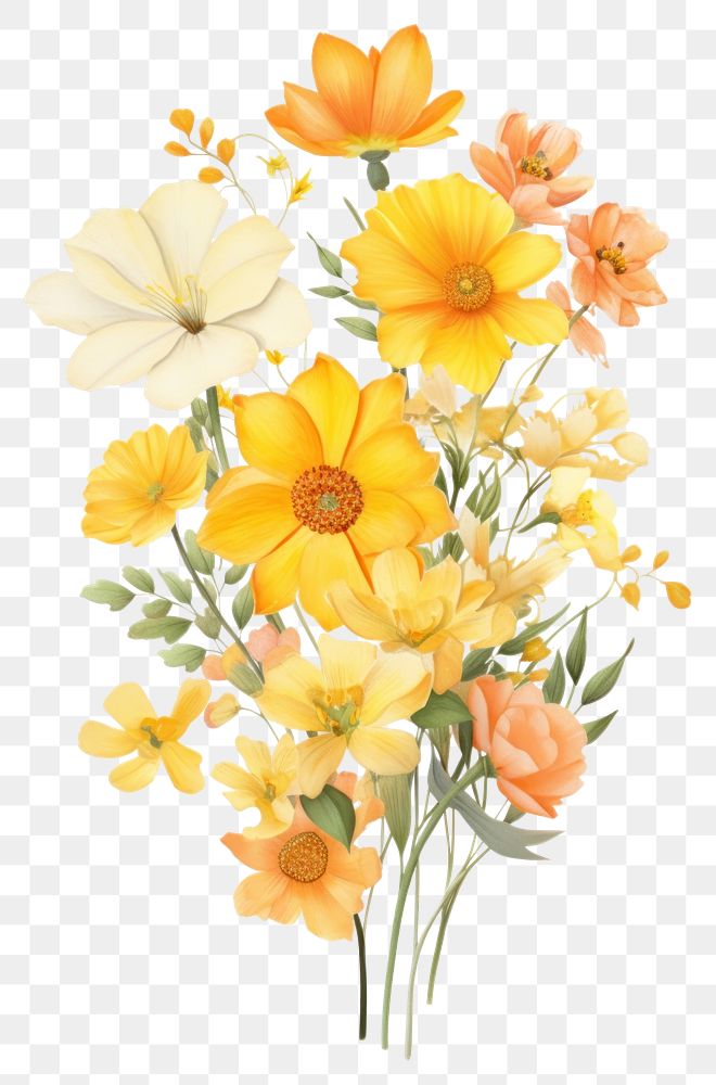PNG  Flower yellow petal plant. AI generated Image by rawpixel.