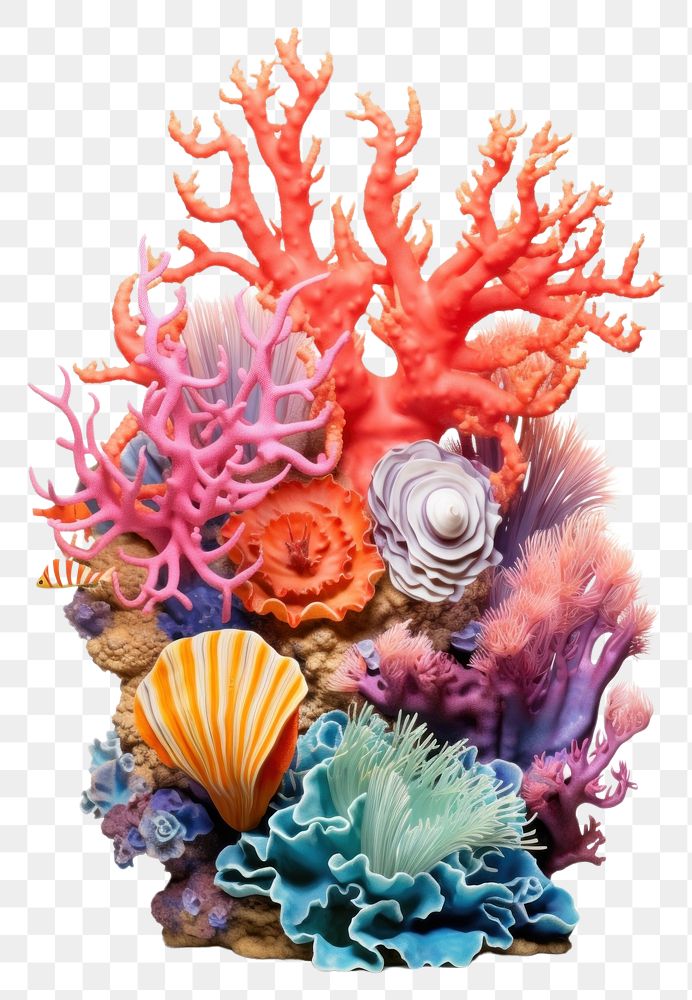 PNG Colorful coral reef nature sea white background