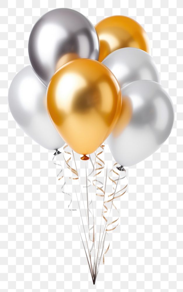 PNG Birthday balloons silver white background celebration. AI generated Image by rawpixel.