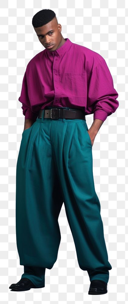 PNG Black man in vibrant pants standing magenta adult. AI generated Image by rawpixel.