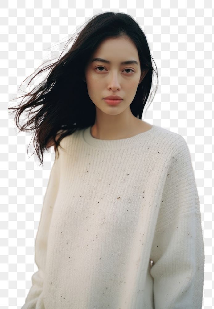 PNG Vietnamese woman sweater portrait outdoors. AI generated Image by rawpixel.