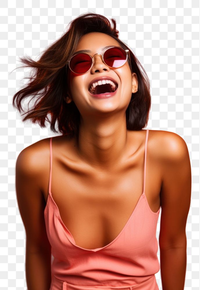 PNG Laos woman sunglasses laughing adult. AI generated Image by rawpixel.