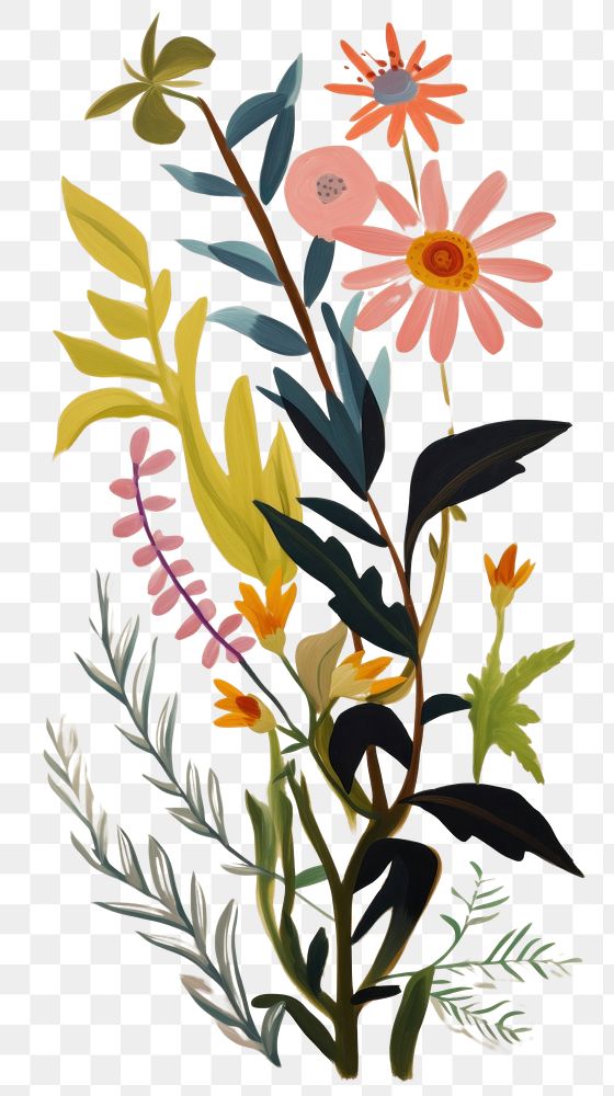 PNG Flower frame painting pattern plant. AI generated Image by rawpixel.