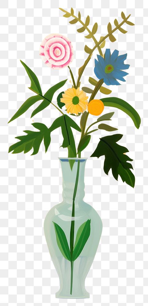 PNG Flower vase painting plant. AI generated Image by rawpixel.
