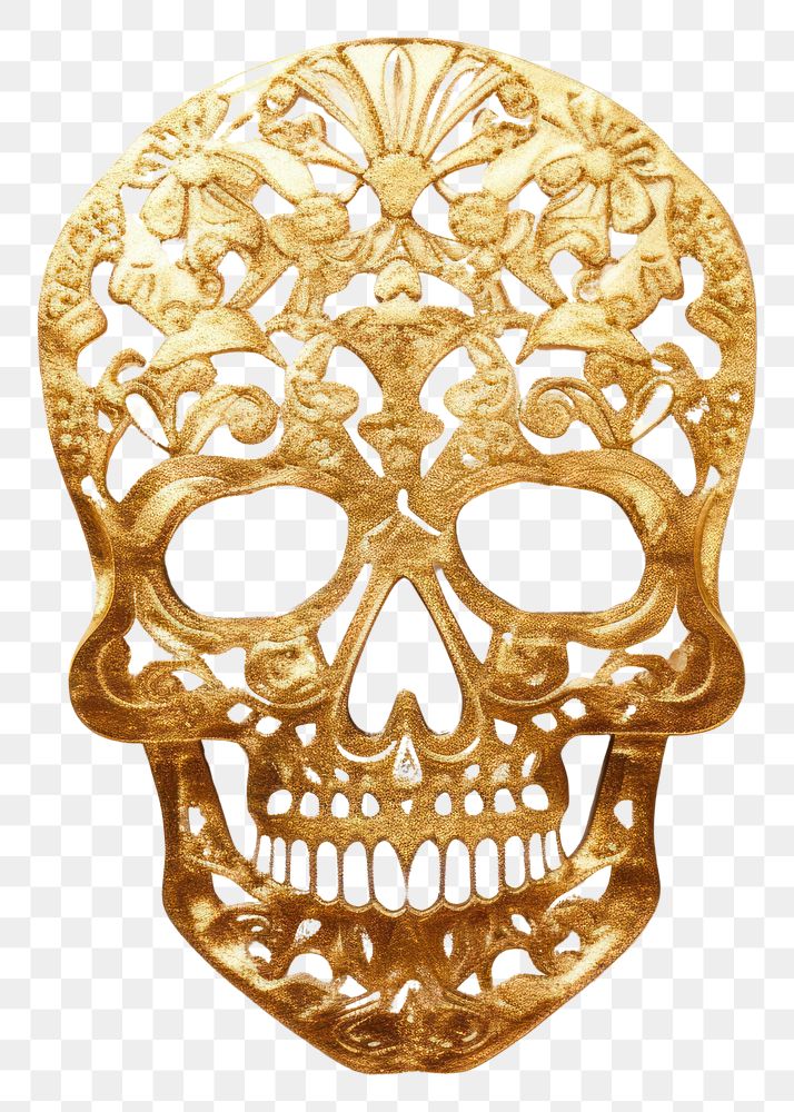 PNG  Skull ornament mask gold anthropology. AI generated Image by rawpixel.