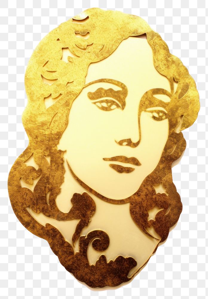PNG  Woman ornament gold representation confectionery. AI generated Image by rawpixel.