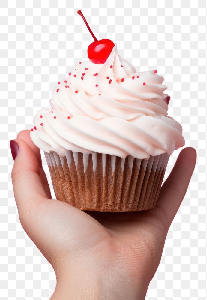 PNG  Hand holding a cupcake dessert cream food. AI generated Image by rawpixel.