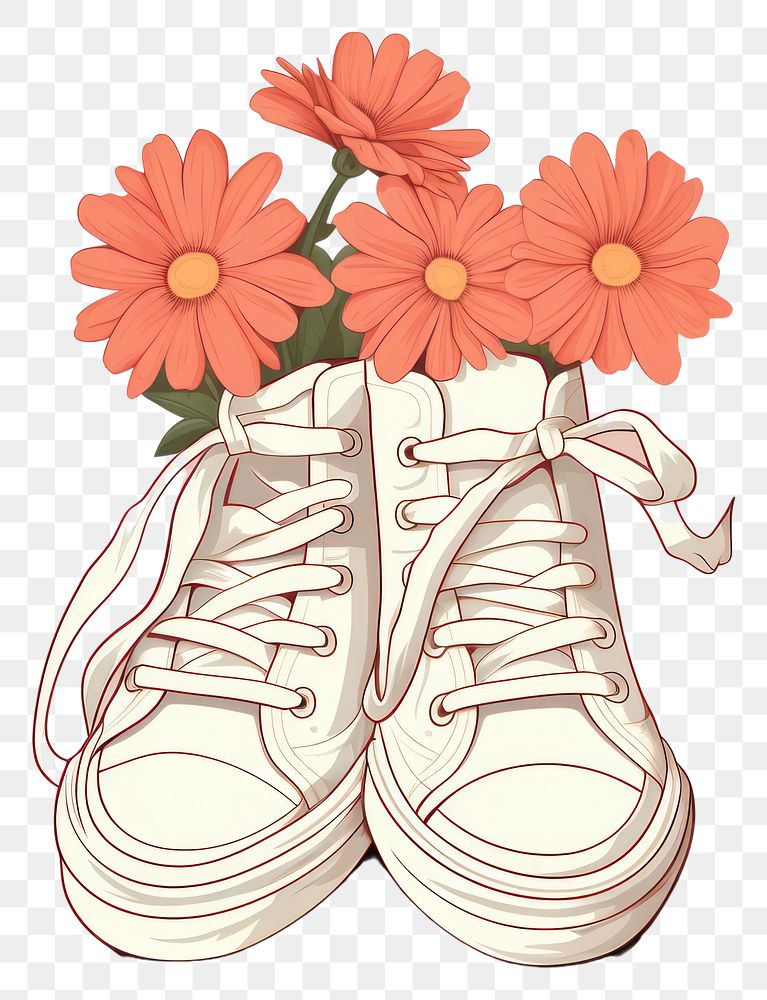 PNG Flower inside sneakers footwear plant petal