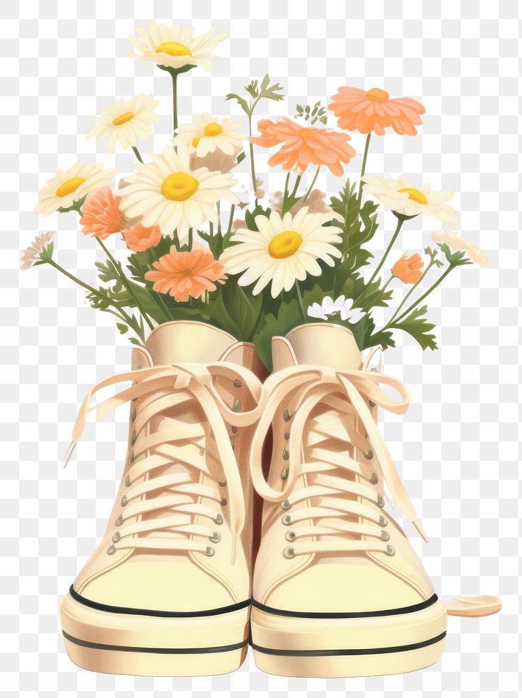 PNG Flower inside sneakers footwear plant petal