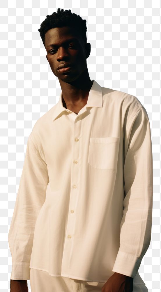 PNG Black man with minimal white shirt standing portrait adult. AI generated Image by rawpixel.