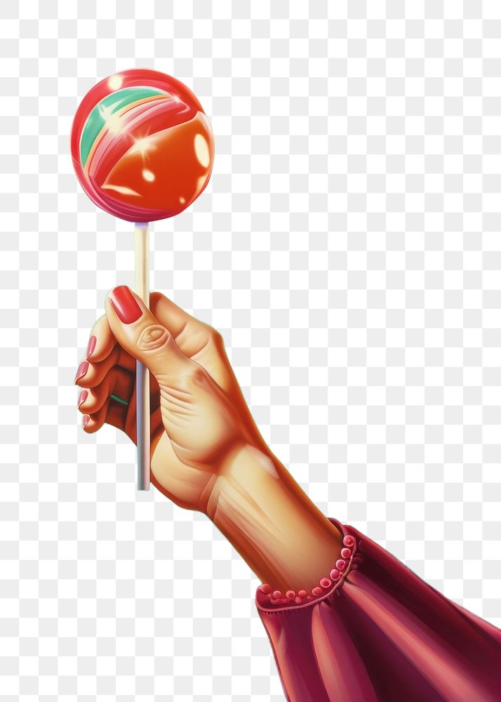 PNG Hand holding a lolipop lollipop art confectionery. AI generated Image by rawpixel.
