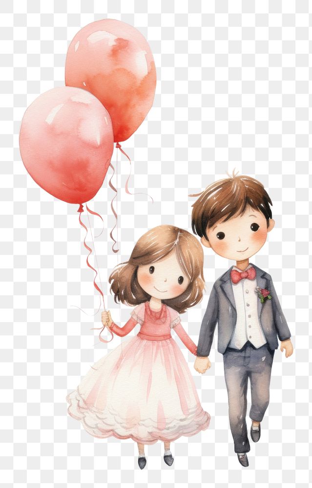 PNG  Kids wedding balloon cartoon child. AI generated Image by rawpixel.