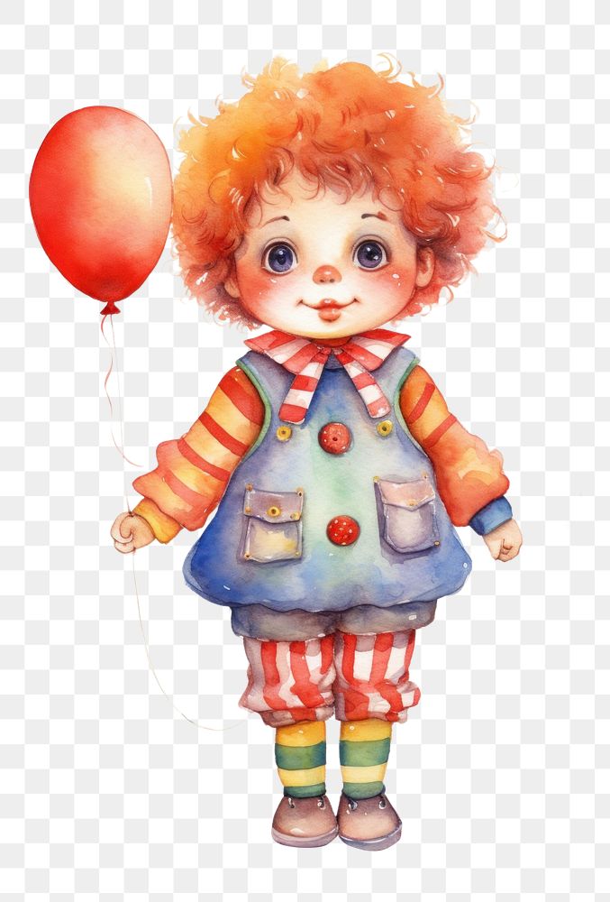 PNG  Cute Children Dress up as a clown balloon cartoon doll. 