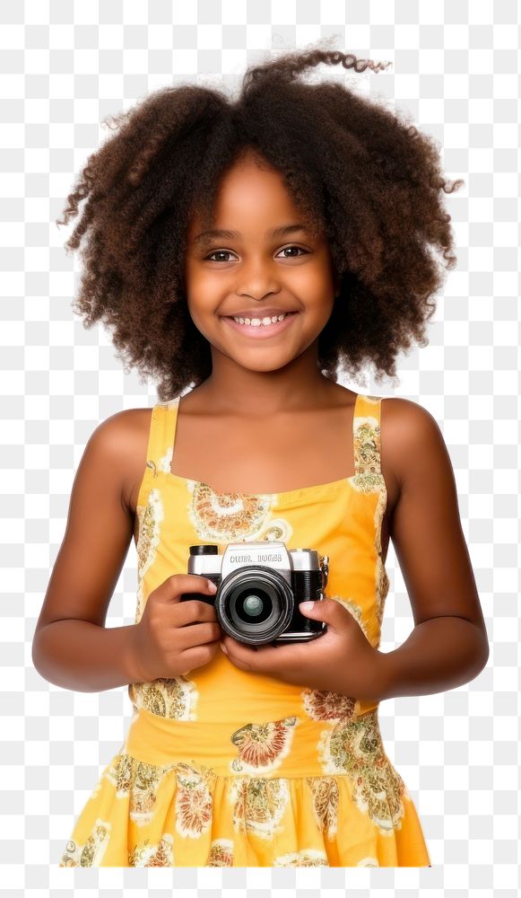 PNG Black girl portrait camera dress. AI generated Image by rawpixel.