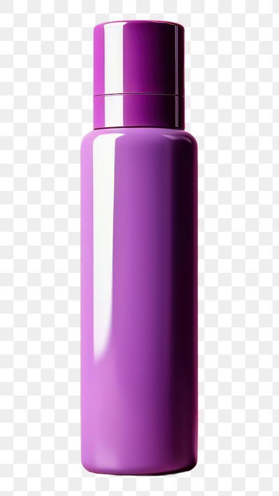 PNG  Cosmetic bottle mockup cosmetics cylinder purple. AI generated Image by rawpixel.