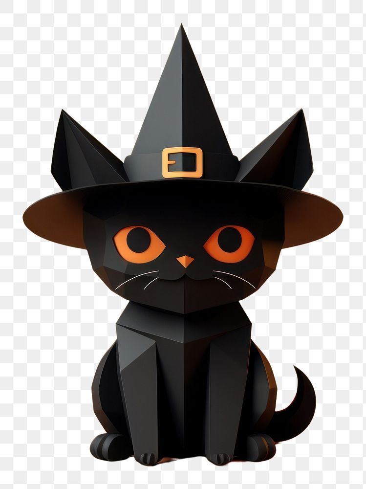 PNG A cute black cat wearing a witch hat halloween animal mammal. AI generated Image by rawpixel.