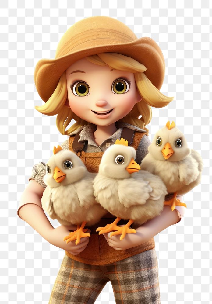 PNG A female farmer animal bird cute. AI generated Image by rawpixel.