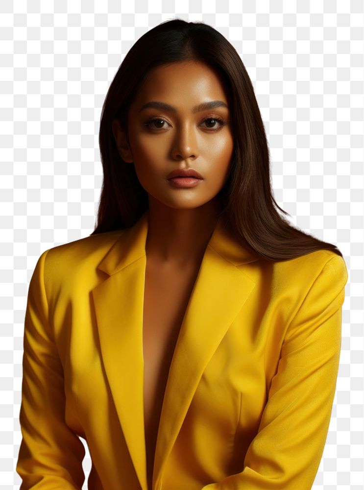 PNG Filipino woman portrait yellow adult. AI generated Image by rawpixel.