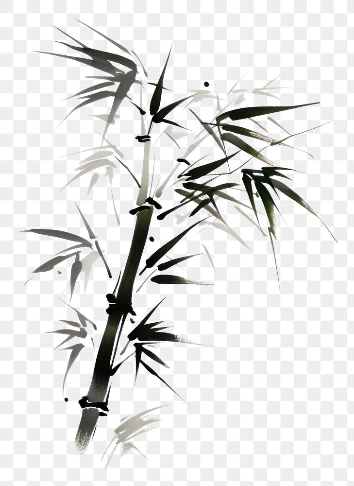 PNG Bamboo plant white background drawing. AI generated Image by rawpixel.