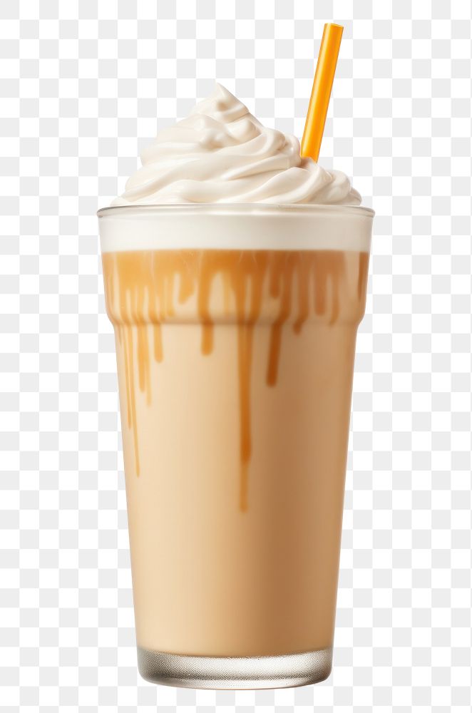PNG  A caramel milkshake smoothie dessert drink. AI generated Image by rawpixel.