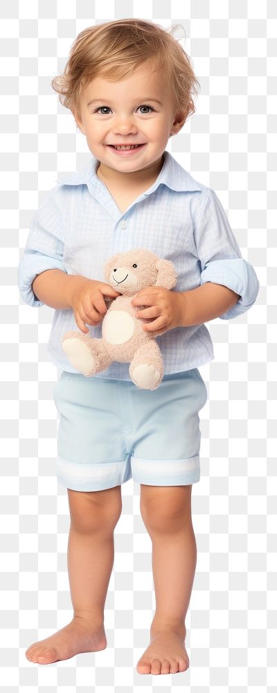 PNG A boy holding a toy portrait standing shorts. AI generated Image by rawpixel.