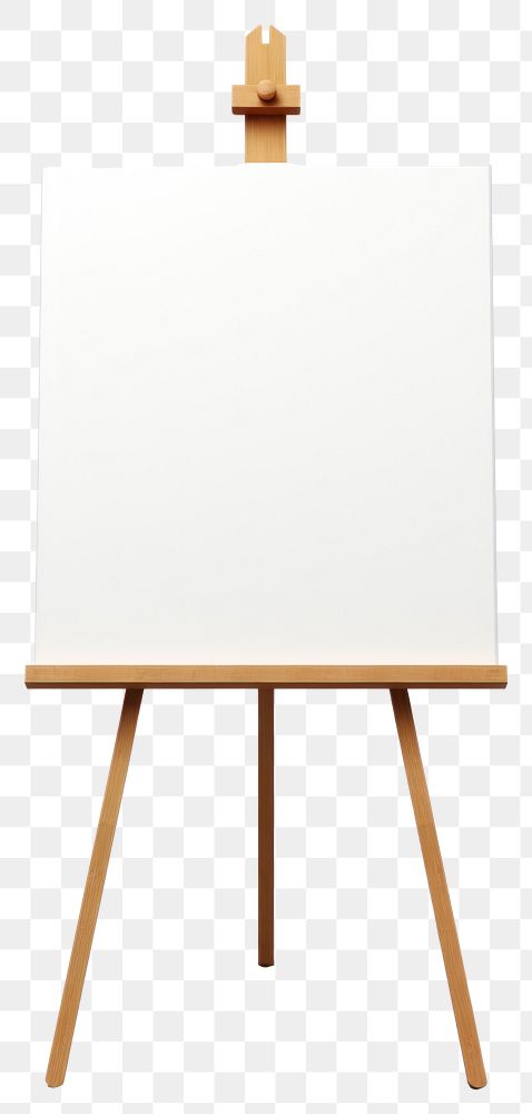 PNG A Blank canvas on a brown wooden easel white background architecture creativity. AI generated Image by rawpixel.