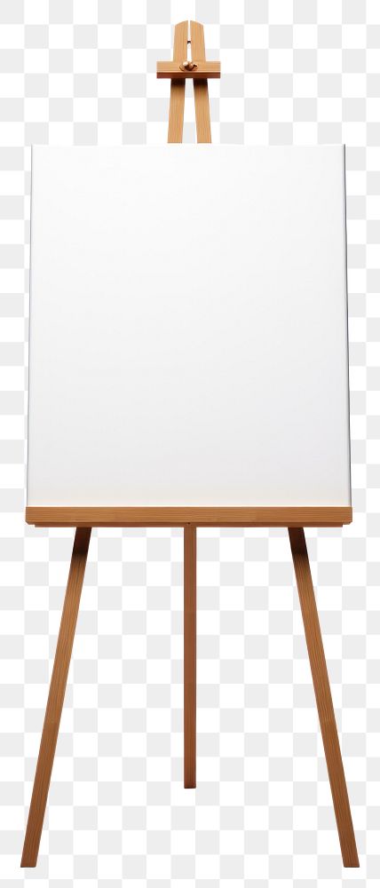 PNG A Blank canvas on a brown wooden easel white white background creativity. AI generated Image by rawpixel.