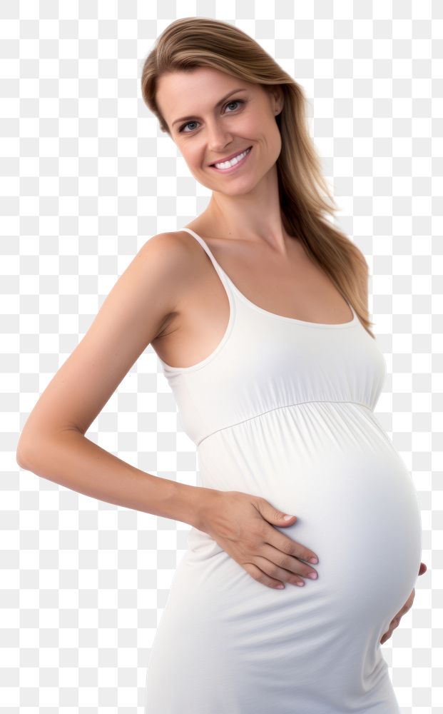 PNG A happy woman with touching her belly pregnant dress adult. AI generated Image by rawpixel.