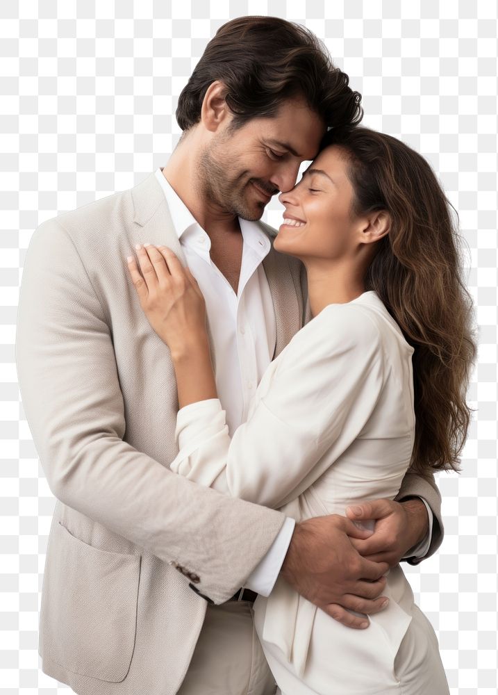 PNG A new married couple standing portrait hugging. AI generated Image by rawpixel.