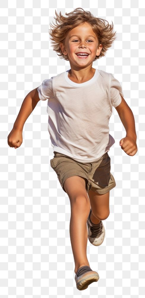 PNG A running kid jumping shorts child. AI generated Image by rawpixel.