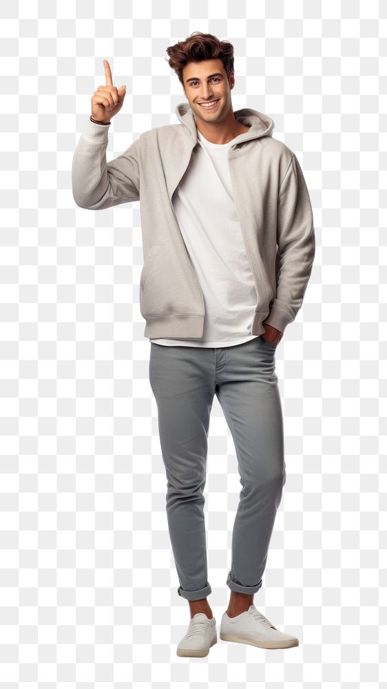 PNG Young smiling man showing OK sign sweatshirt gesturing sweater. 